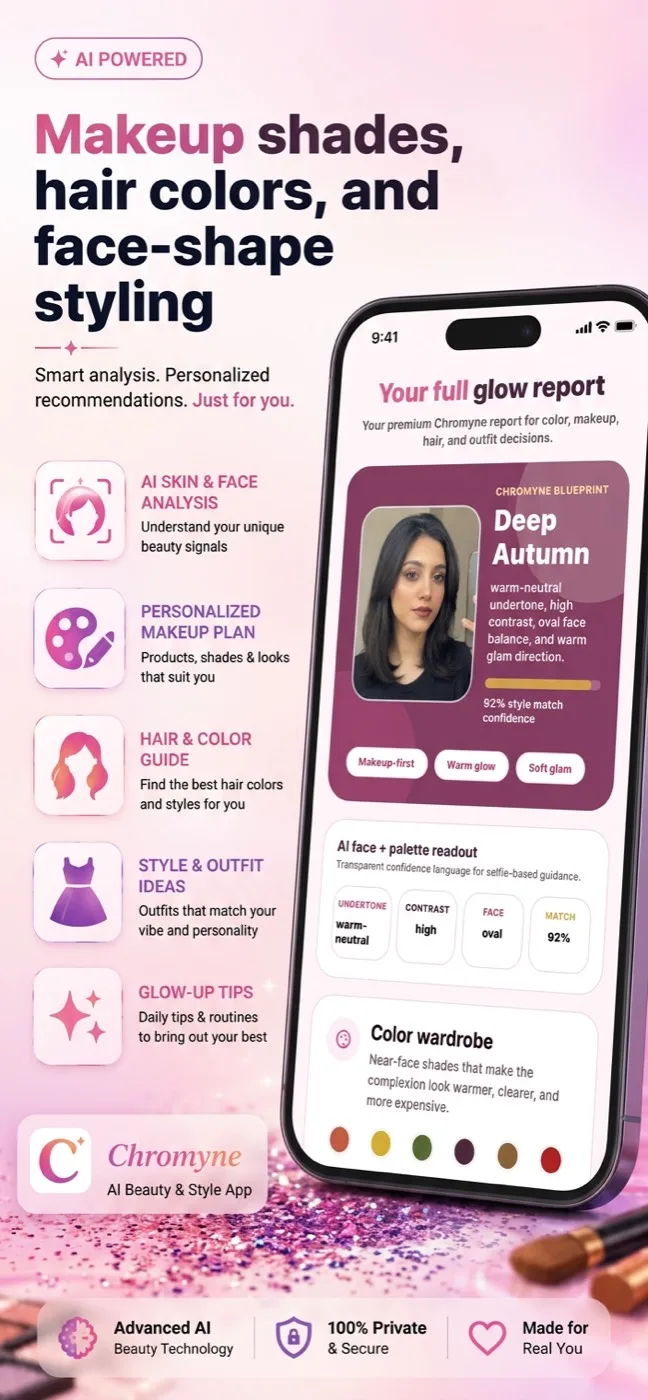 Chromyne full report screen showing a user's season and recommended colors