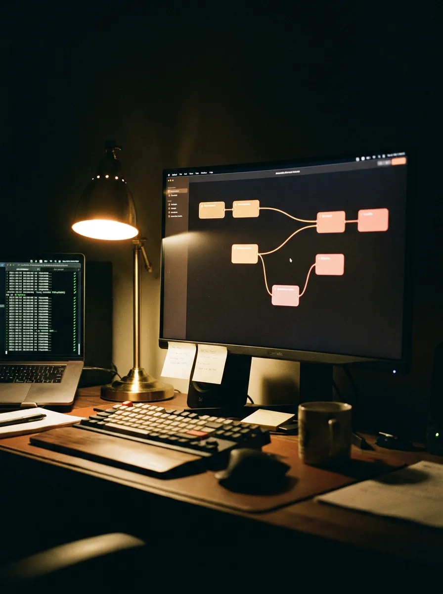Nazam LLC — Dark editorial workspace